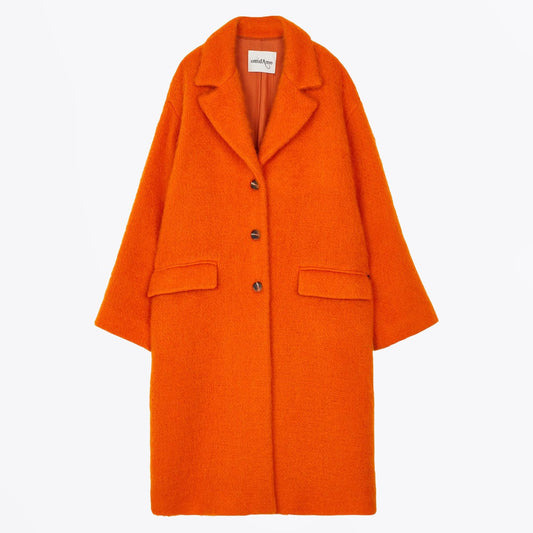 - Wool Blend and Mohair Coat - Orange