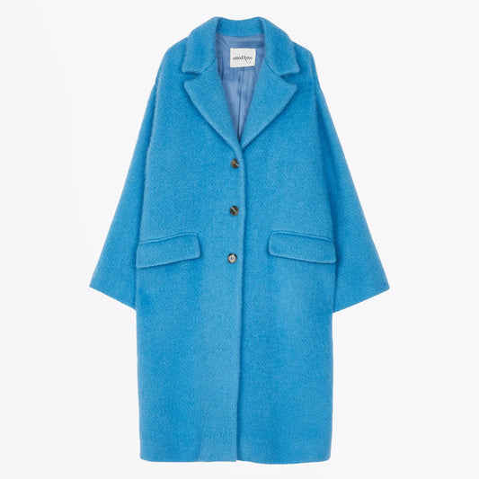 - Wool Blend and Mohair Coat - Baby Blue