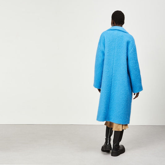 - Wool Blend and Mohair Coat - Baby Blue