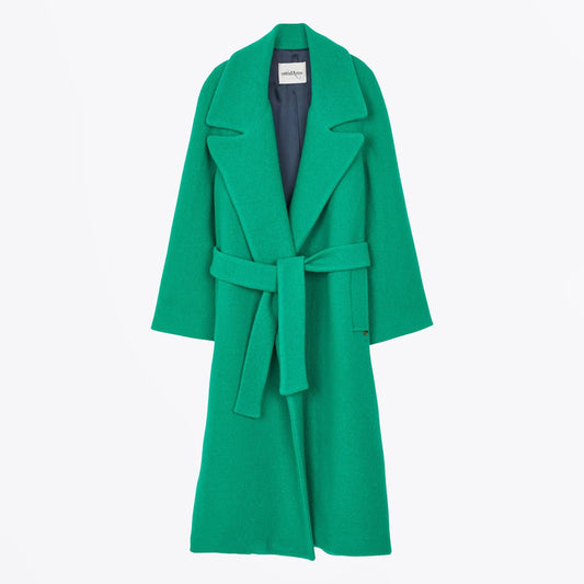 - Wool Coat with Belt - Brilliant Green