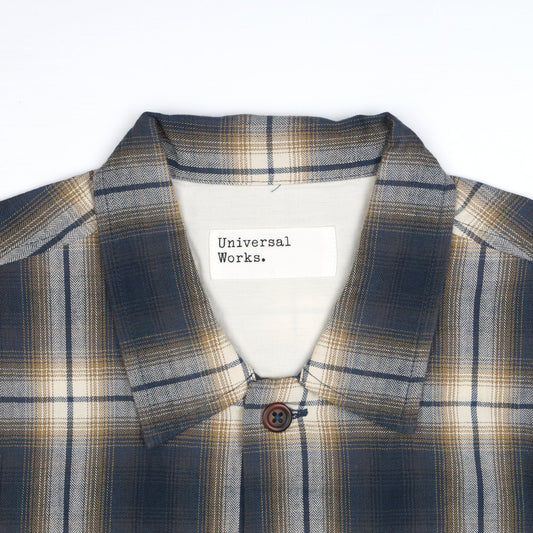 - Shadow Check Utility Shirt - Navy