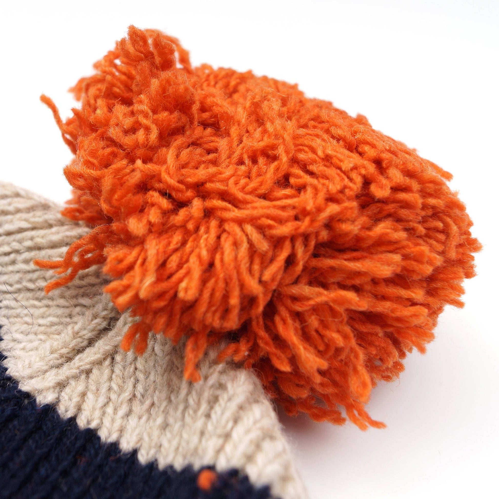 Universal Eco Wool Stripe Bobble Hat - Navy/Beige Stripe