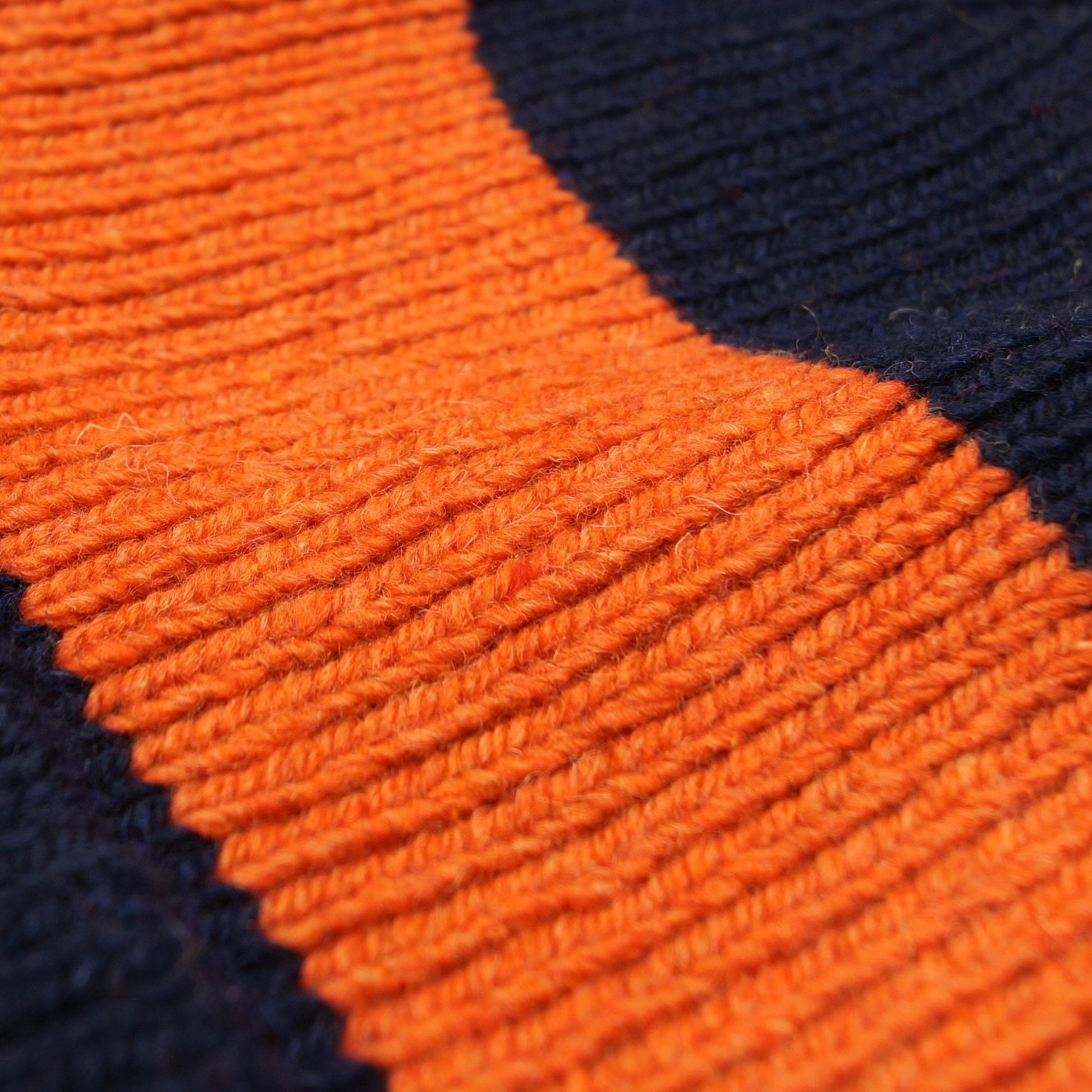 Universal Eco Wool Stripe Bobble Hat - Navy/Orange Stripe