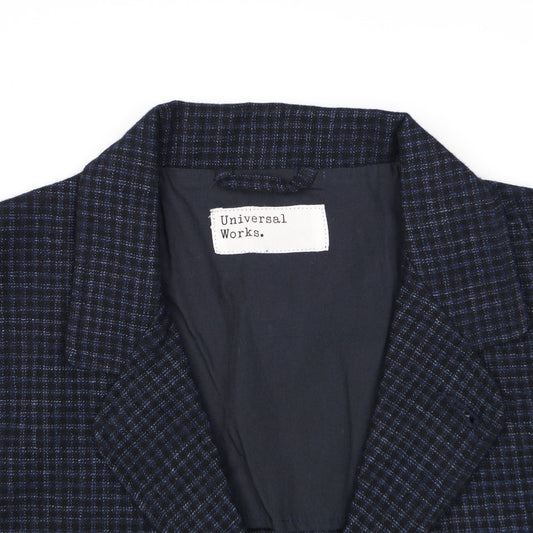 - Check Wool Mix 5 Pocket Jacket - Navy