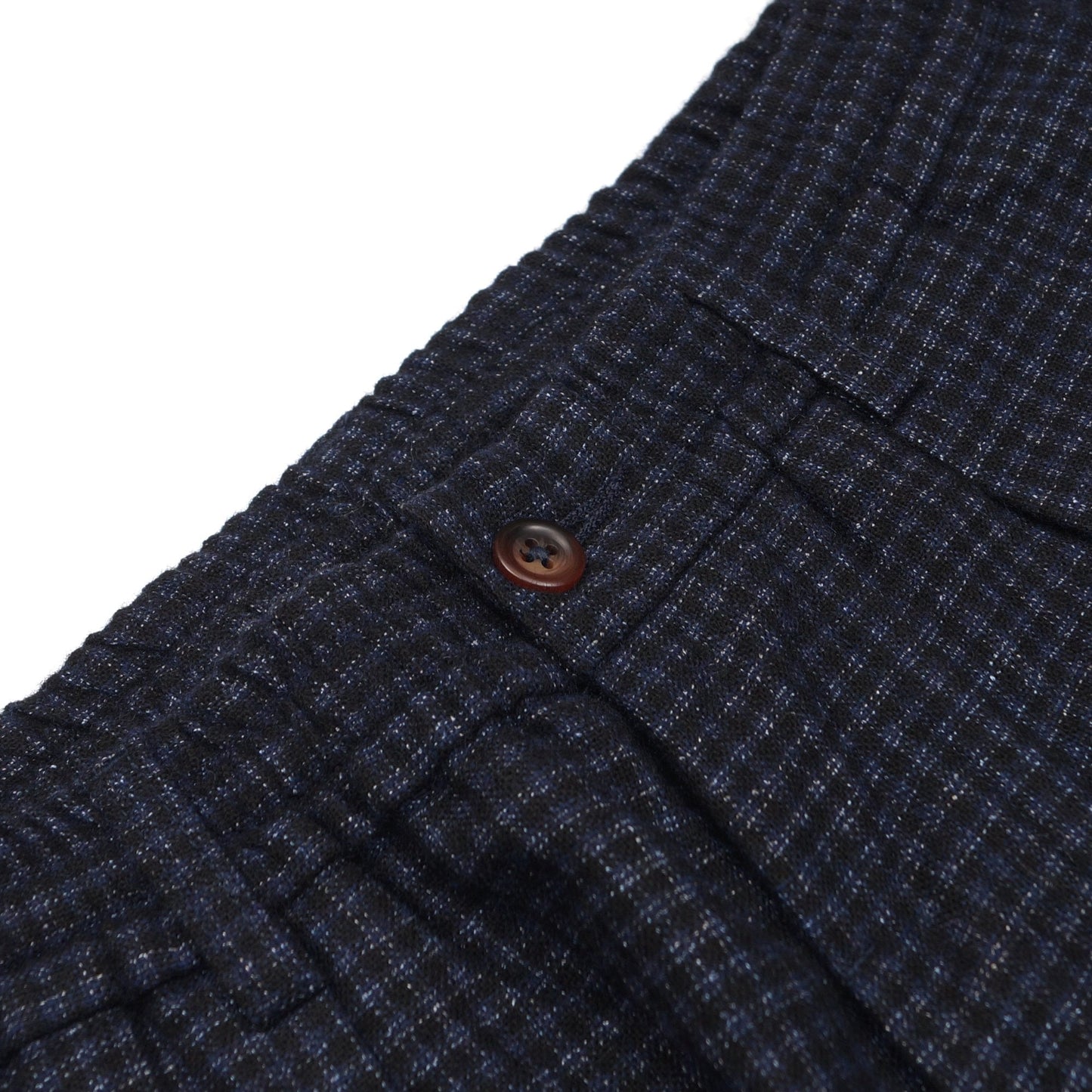 - Check Wool Pleated Track Pants - Navy