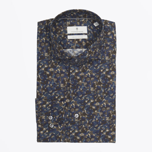 - Roma Modern Kent Shirt - Navy/Green
