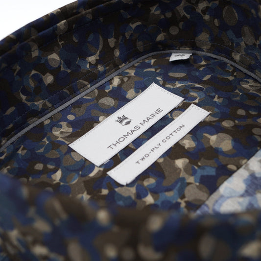 - Roma Modern Kent Shirt - Navy/Green