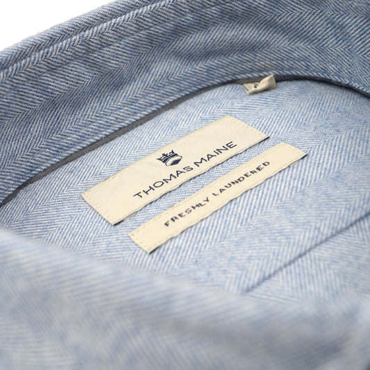 - Roma Modern Kent Shirt - Sky Blue/ Off White