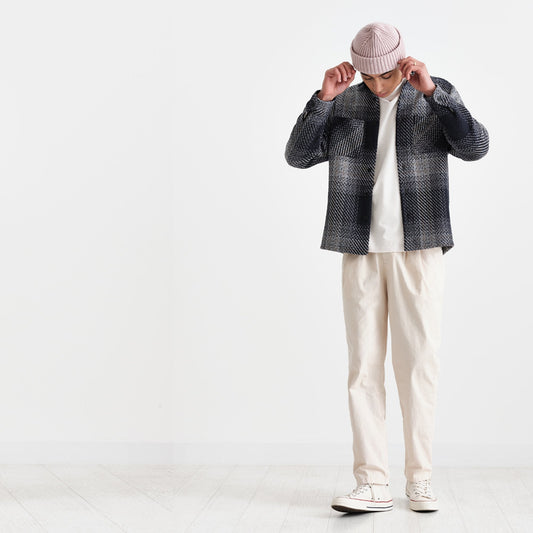 - Whiting Beau Check Overshirt - Navy/Khaki