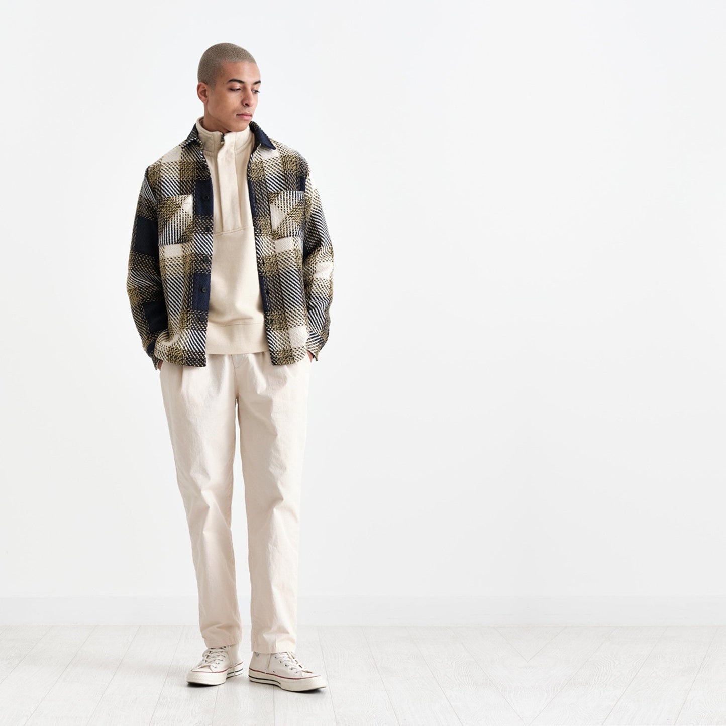 - Whiting Overshirt Ombre Check - Navy/Khaki
