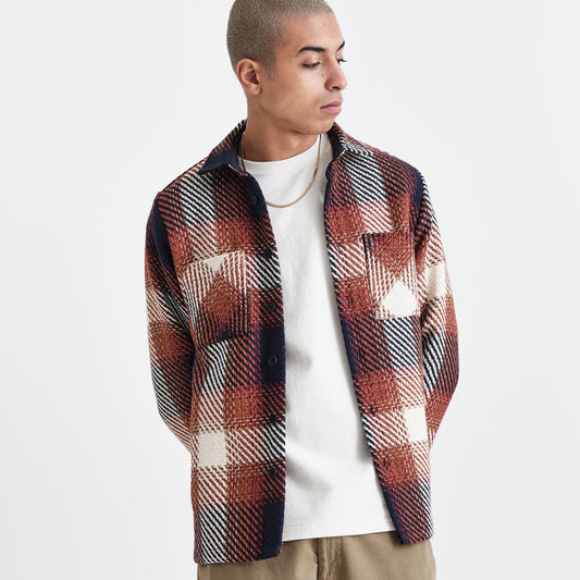 - Whiting Overshirt Ombre Check - Navy/Red