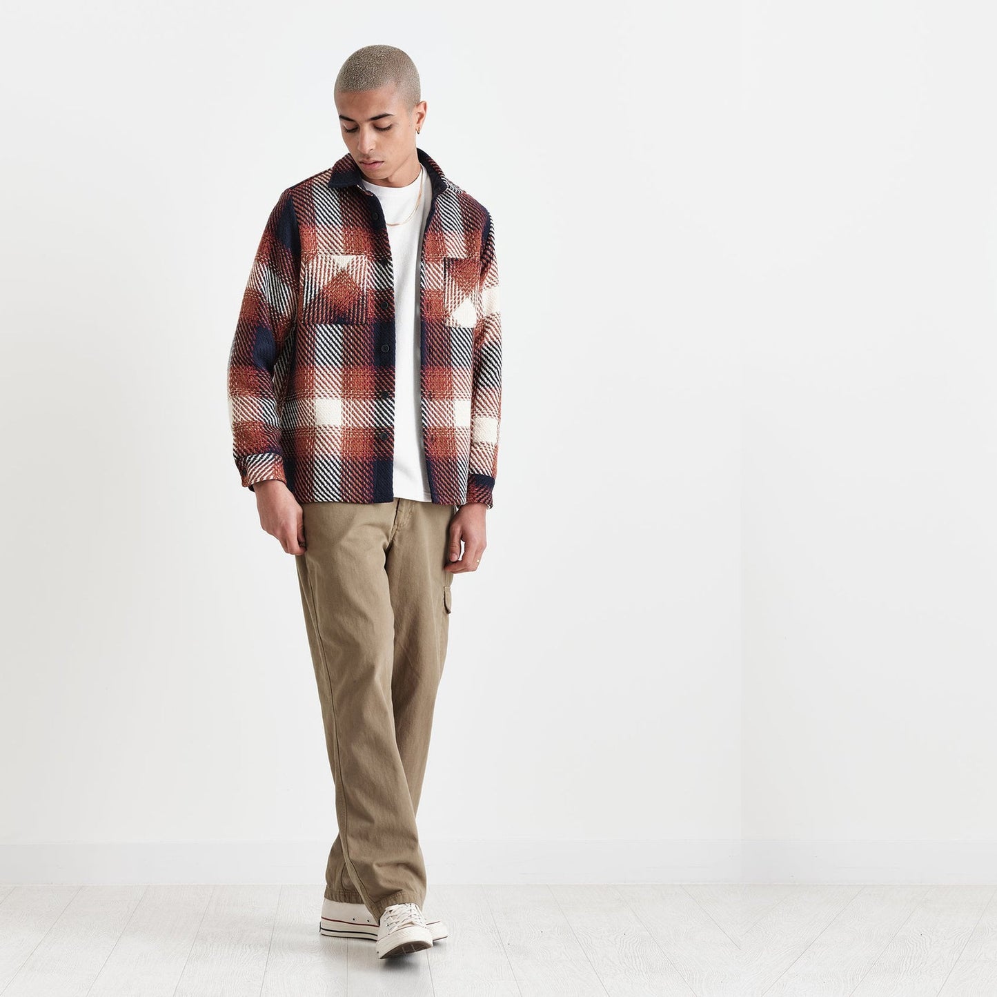 - Whiting Overshirt Ombre Check - Navy/Red