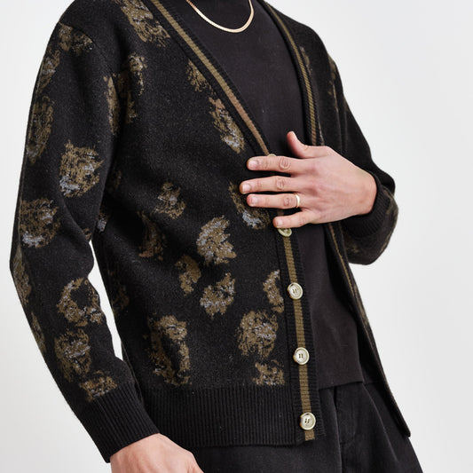 - Schill Cardigan - Black/Khaki