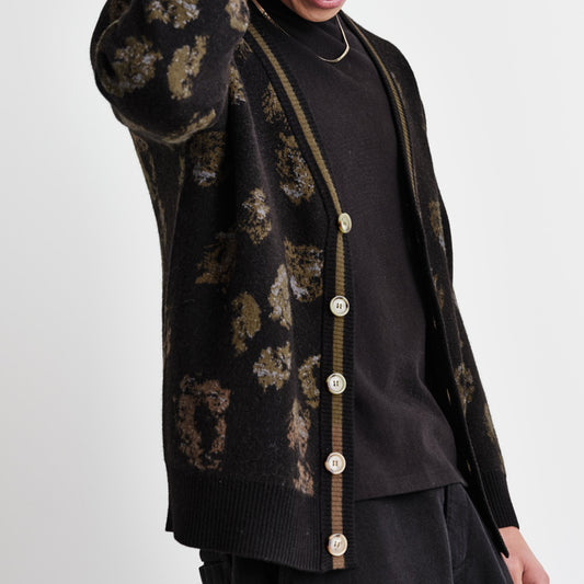 - Schill Cardigan - Black/Khaki