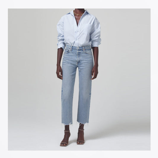 - Daphne Crop High Rise Jeans - Checkmate