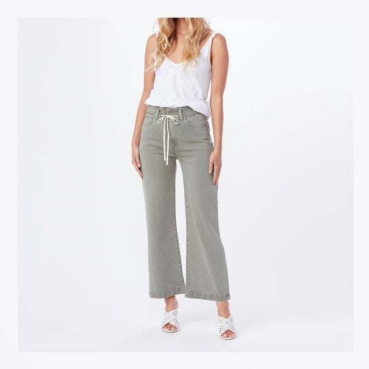 - Carly - Waistband Tie Jeans - Vintage Green