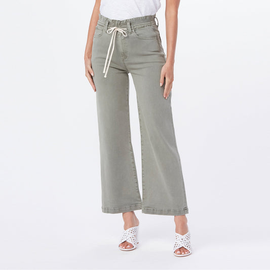 - Carly - Waistband Tie Jeans - Vintage Green