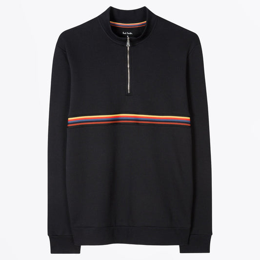 Half Zip Stripe Lounge Sweatshirt - Black