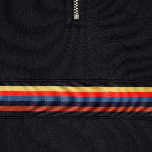Half Zip Stripe Lounge Sweatshirt - Black