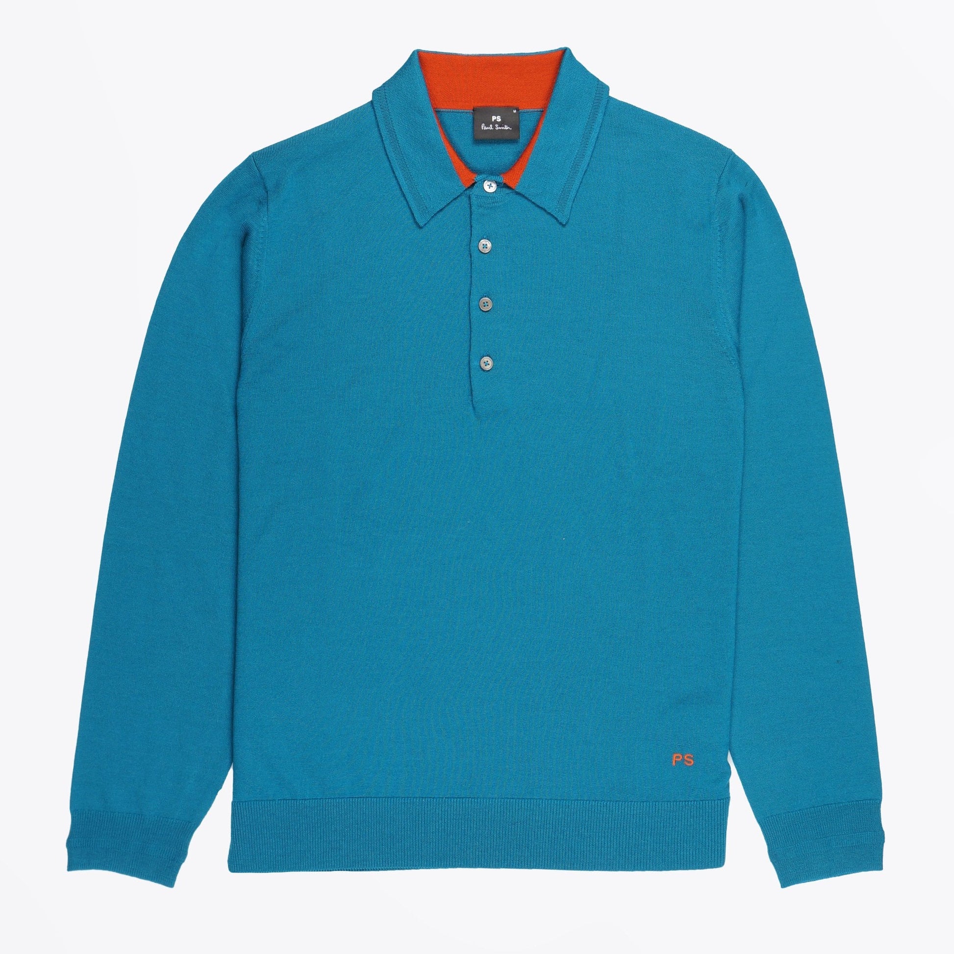 Paul Long Sleeve Pullover Polo - Petrol Blue