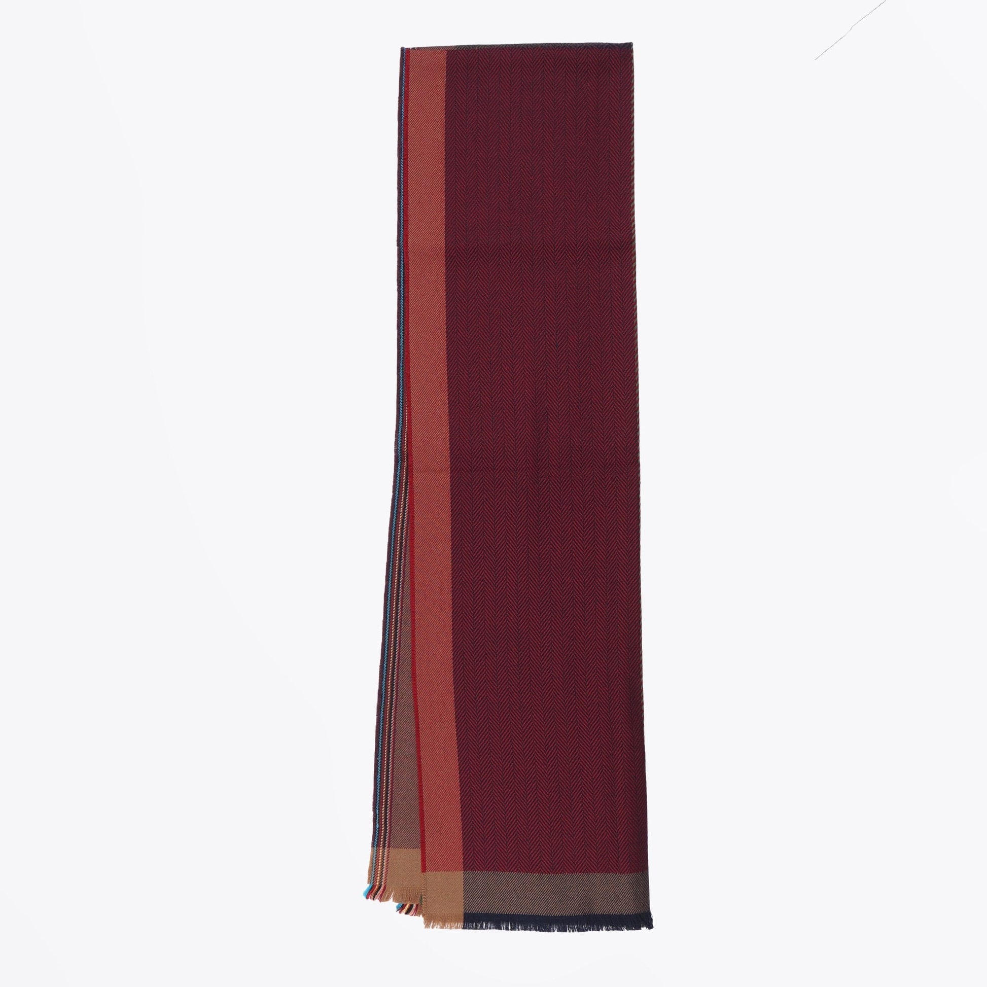 Paul - Herringbone Quad Wool Scarf - Orange