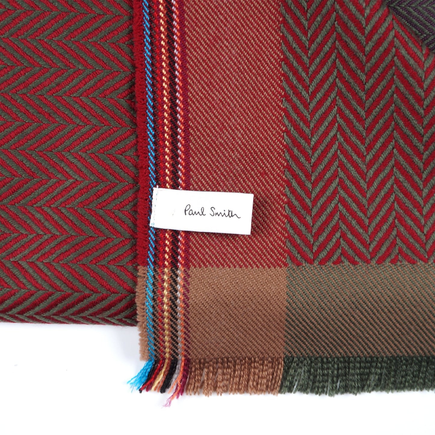 - Herringbone Quad Wool Scarf - Orange