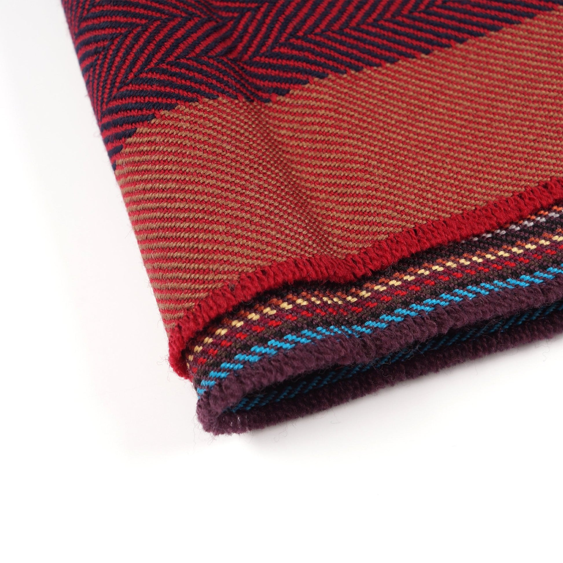 Paul - Herringbone Quad Wool Scarf - Orange