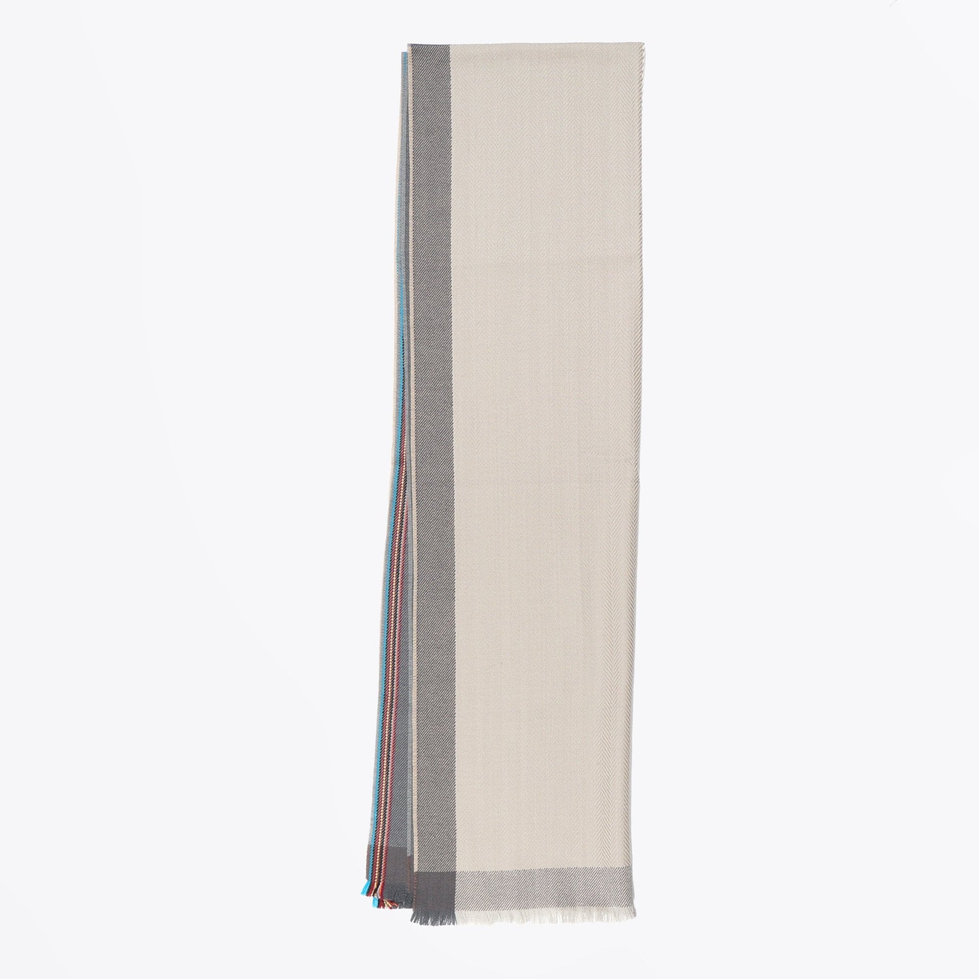 Paul - Herringbone Quad Wool Scarf - Slate Grey