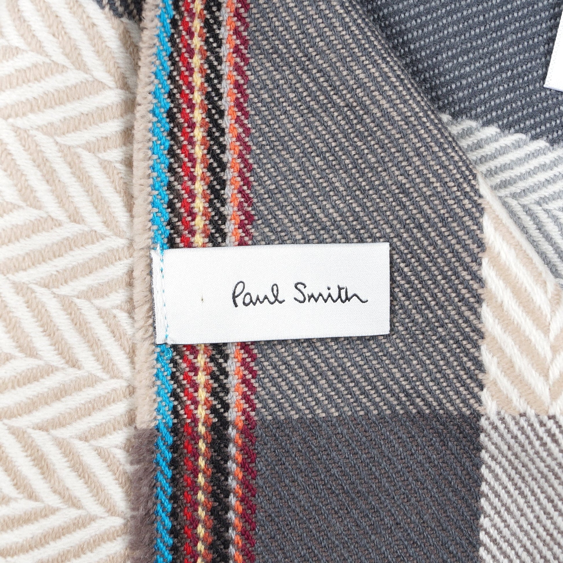 Paul - Herringbone Quad Wool Scarf - Slate Grey