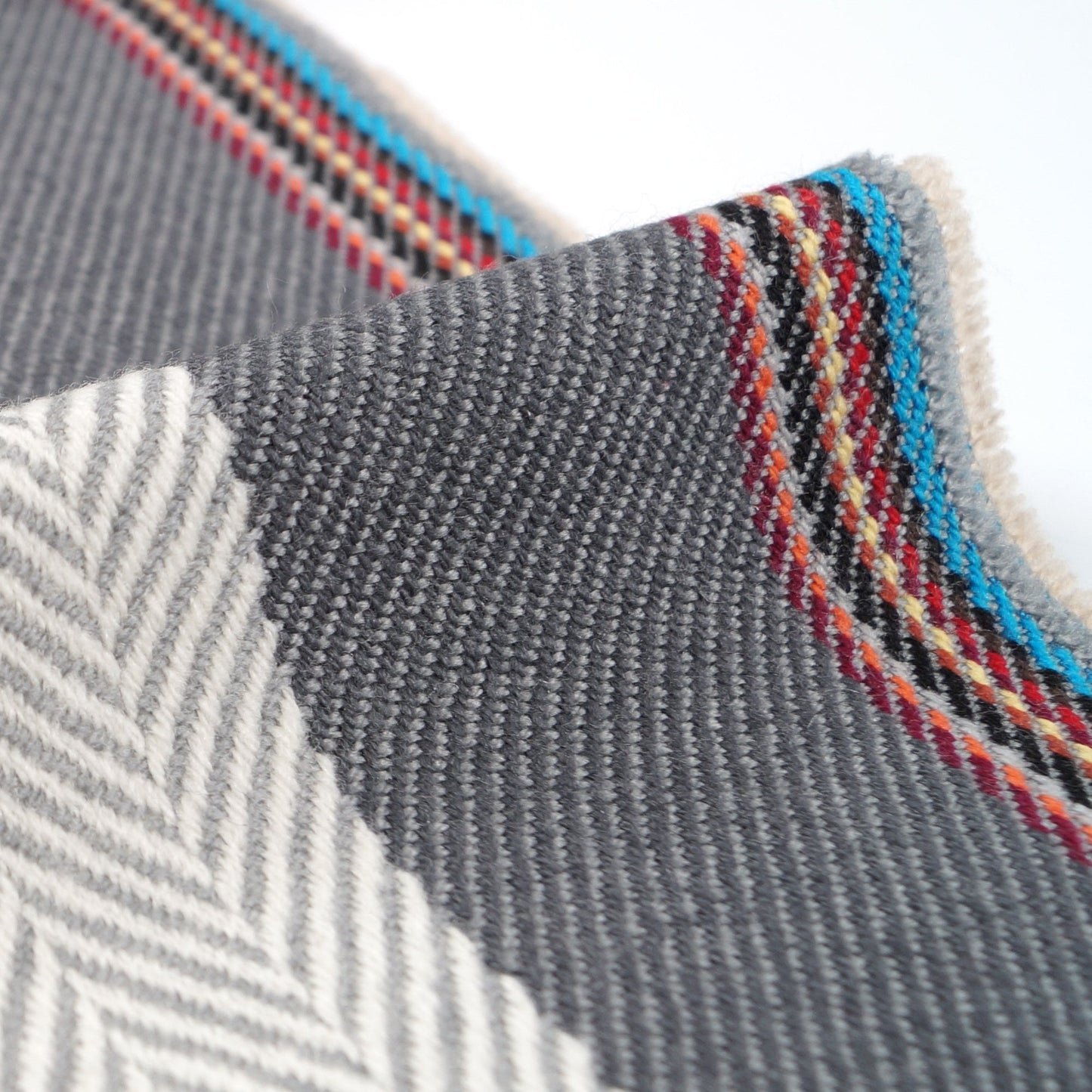 - Herringbone Quad Wool Scarf - Slate Grey