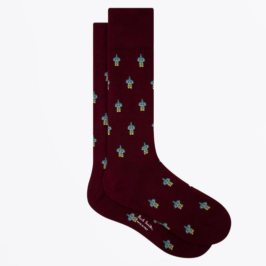 - Yen Robots Socks - Burgundy
