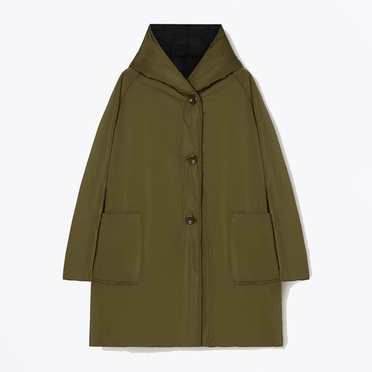 - Reversible Tech Twill Coat - Military Green/Black