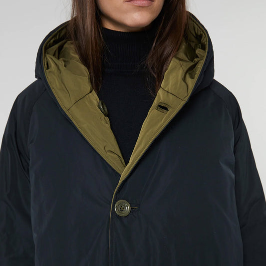 - Reversible Tech Twill Coat - Military Green/Black