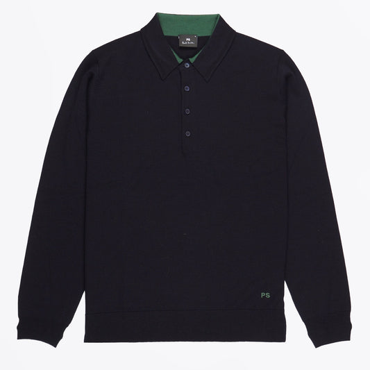 Long Sleeve Pullover Polo - Very Dark Navy