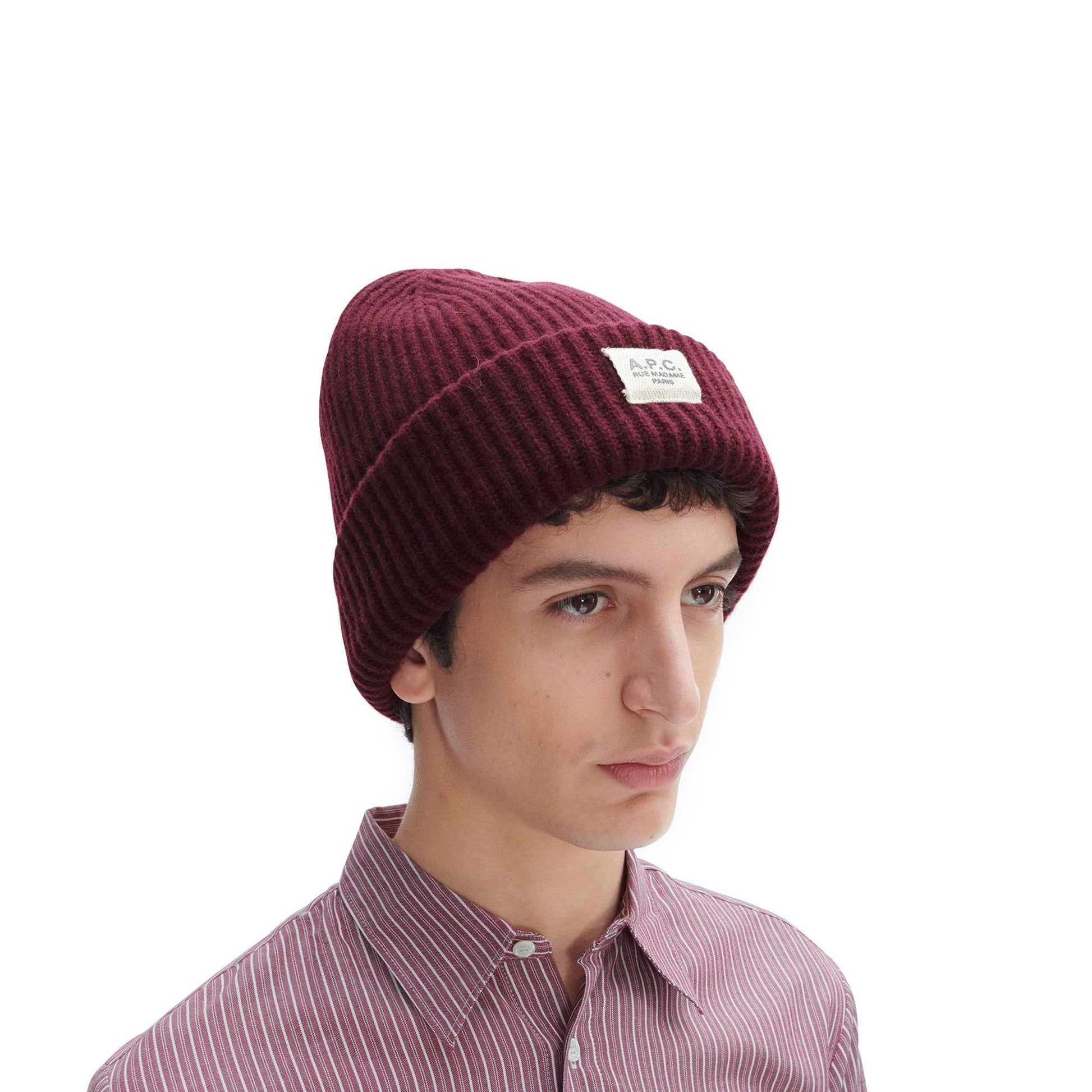 A.P.C. James Knit Cap - Burgundy