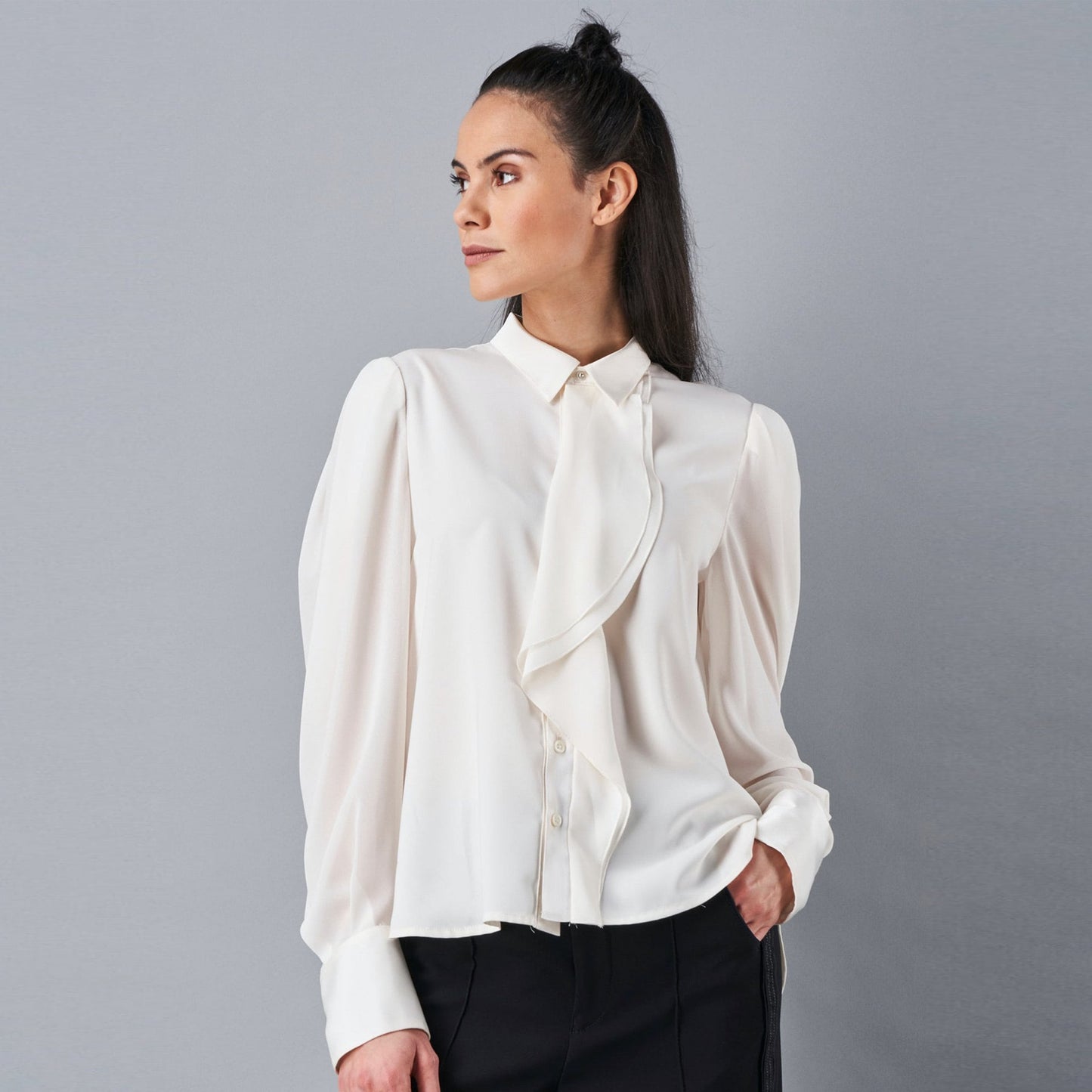 - Proud Ruffle Front Shirt - Ivory