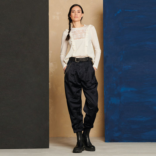 - Truthful Jersey Lace Top - Ivory