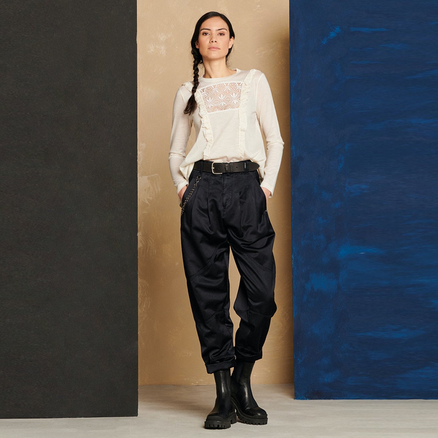 - Truthful Jersey Lace Top - Ivory