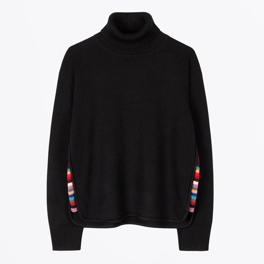 - Wool Roll Neck Sweater - Black