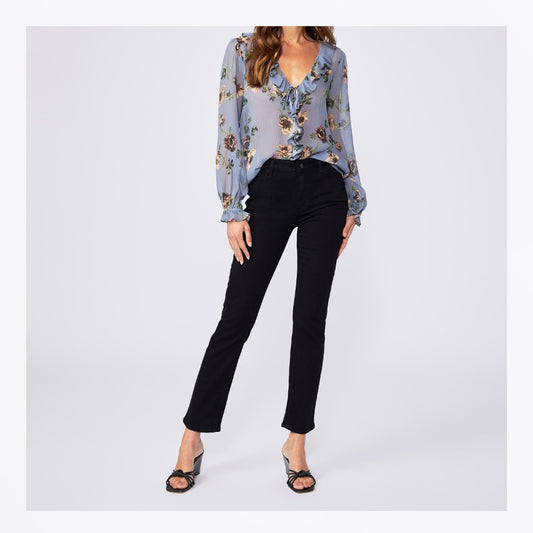 - Cindy High-Rise Straight Leg Jeans - Black Shadow