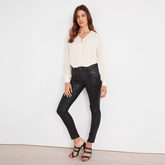 - Hoxton Ankle Luxe Coated Jeans - Black Fog