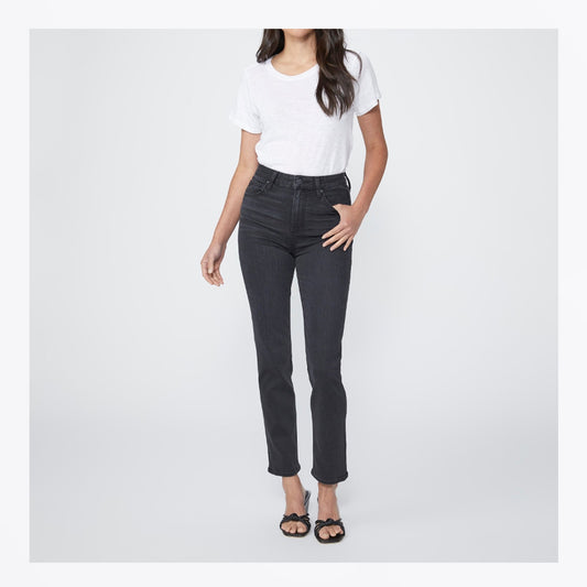 - Sarah High-Rise Slim Straight Leg Jeans - Black Willow