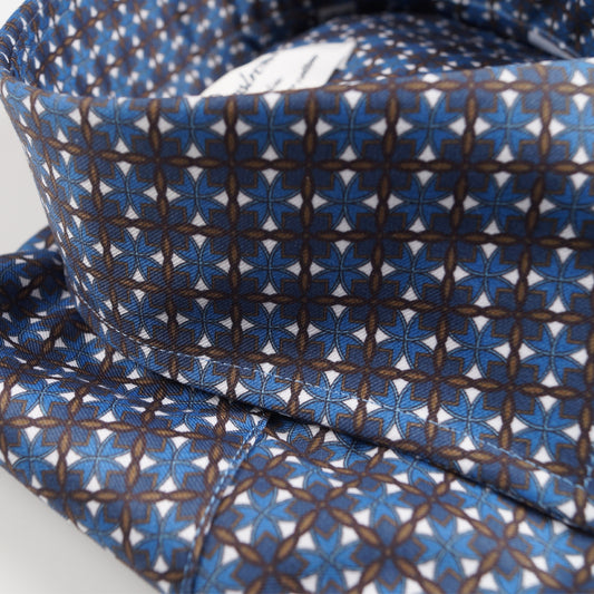 - Slimline 75 Geo Print Shirt - Navy