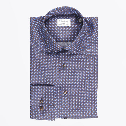 - Slimline 75 Square Print Shirt - Navy