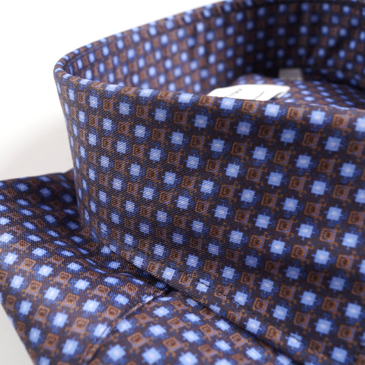 - Slimline 75 Square Print Shirt - Navy