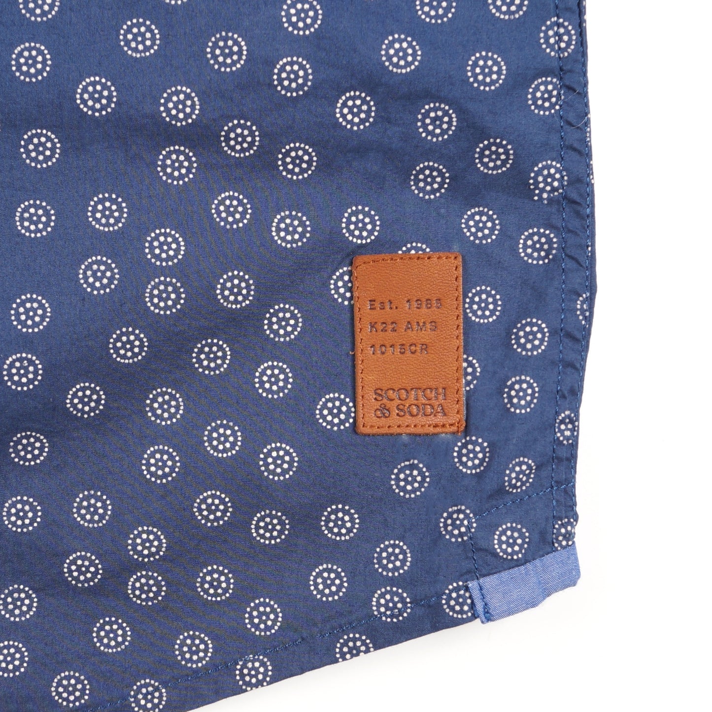 - Slim Fit Printed Poplin Shirt - Navy