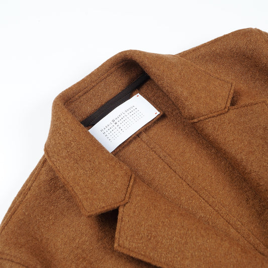 - Cacoon Pressed Wool Coat - Caramel
