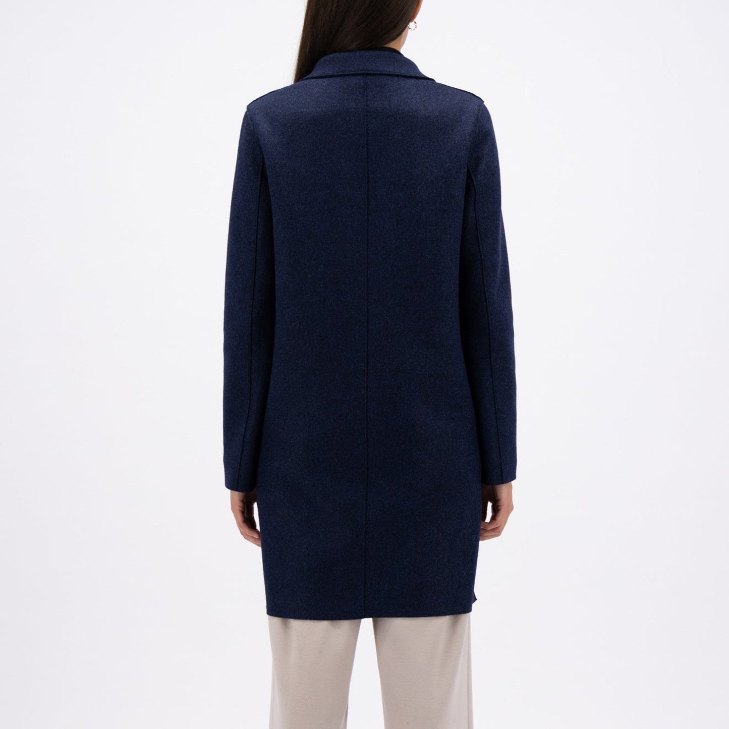 - Button Up Boxy Pressed Wool - Blue Mouline