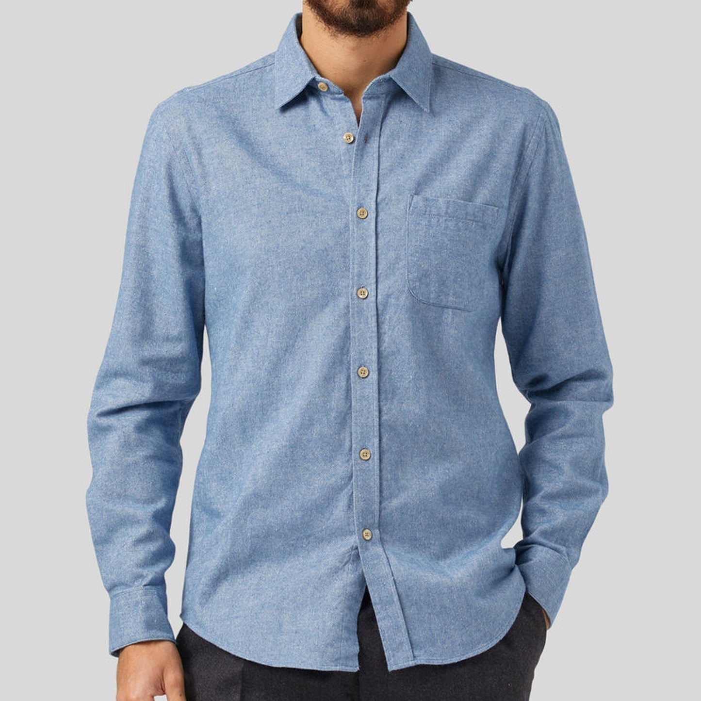 - Teca - Cotton Shirt - Light Blue