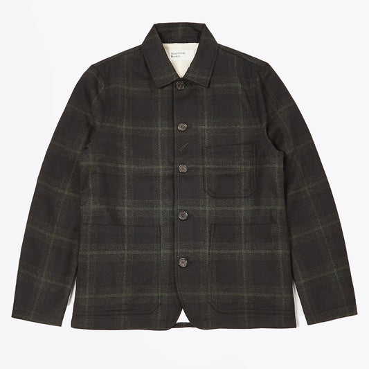 Merino Check Bakers Chore Jacket - Olive